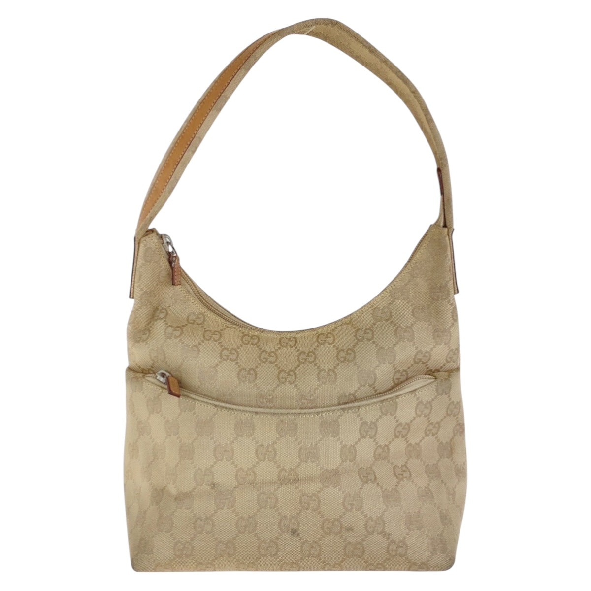 GUCCI Shoulder Bag 001 3386 GG canvas Beige SilverMetal Hobo Shoulder Bag one belt Women Used