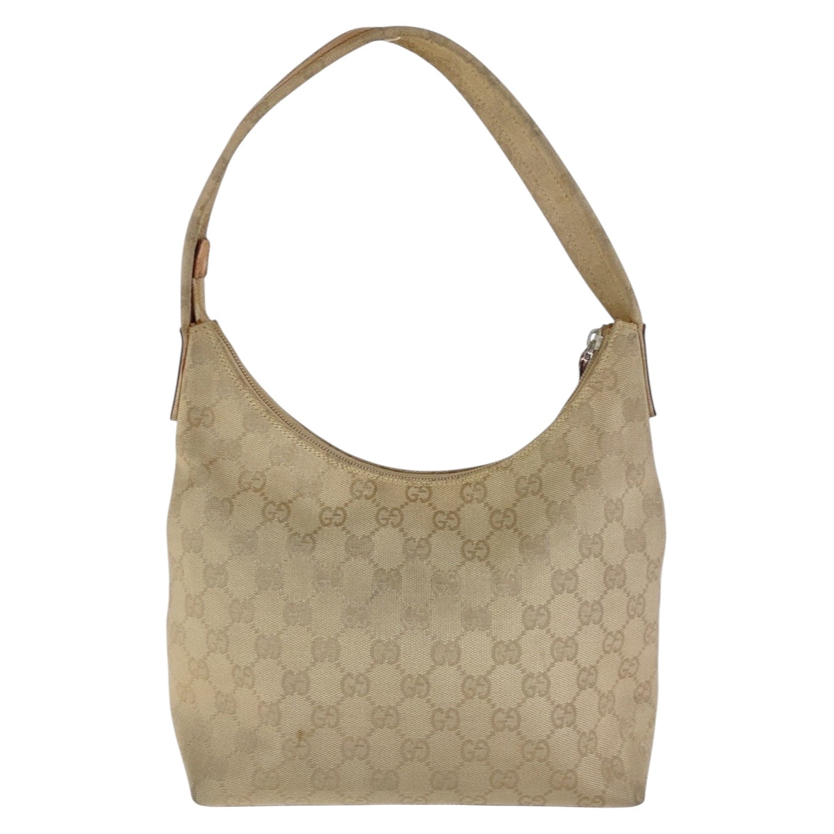 GUCCI Shoulder Bag 001 3386 GG canvas Beige SilverMetal Hobo Shoulder Bag one belt Women Used
