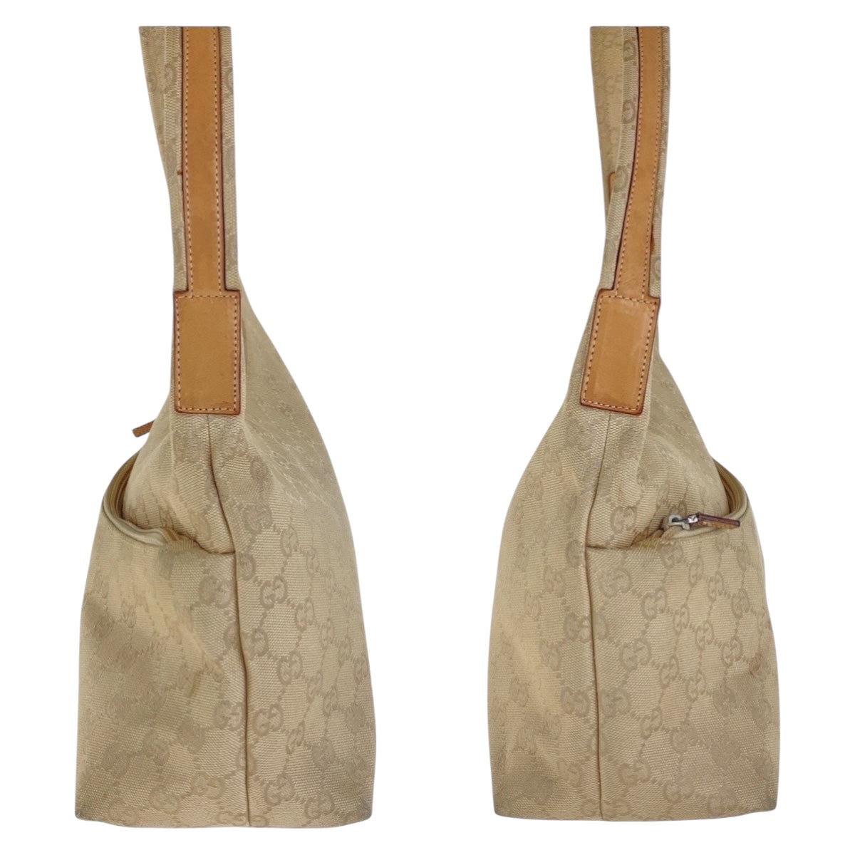 GUCCI Shoulder Bag 001 3386 GG canvas Beige SilverMetal Hobo Shoulder Bag one belt Women Used