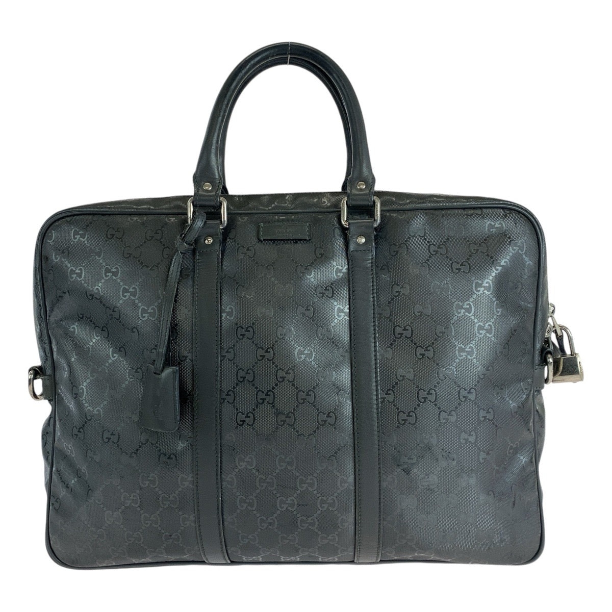 GUCCI Business bag 208463 PVC, Leather Grey SilverMetal Business bag briefcase GG implementation mens Used
