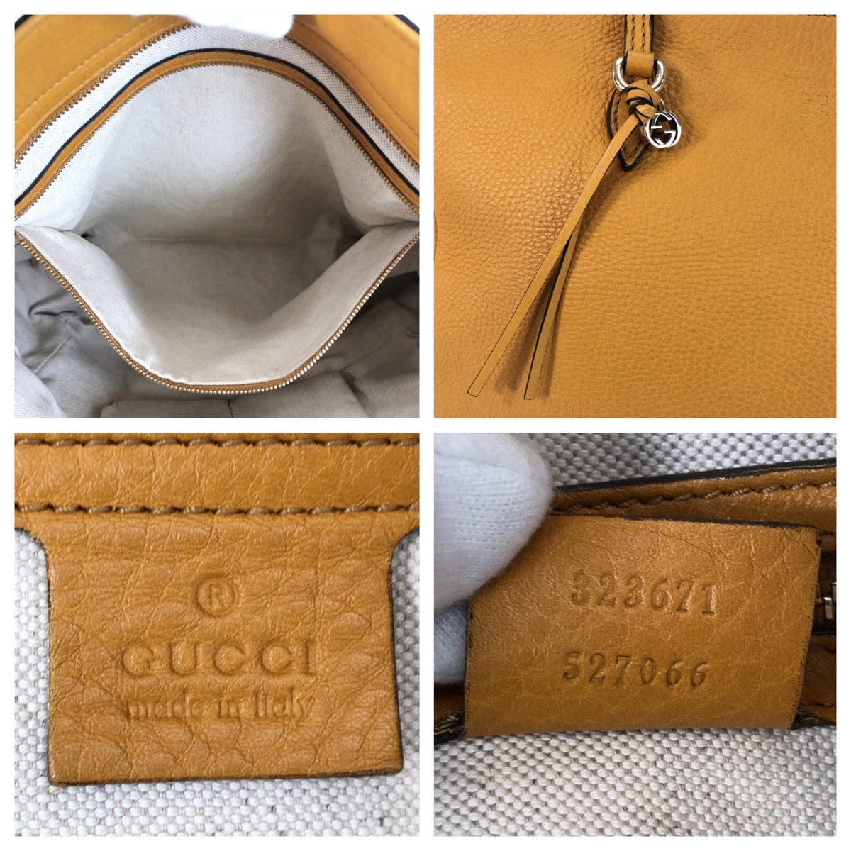 GUCCI Tote Bag 323671 leather Yellow Gold Metal Tote Bag Shoulder Bag Women Used