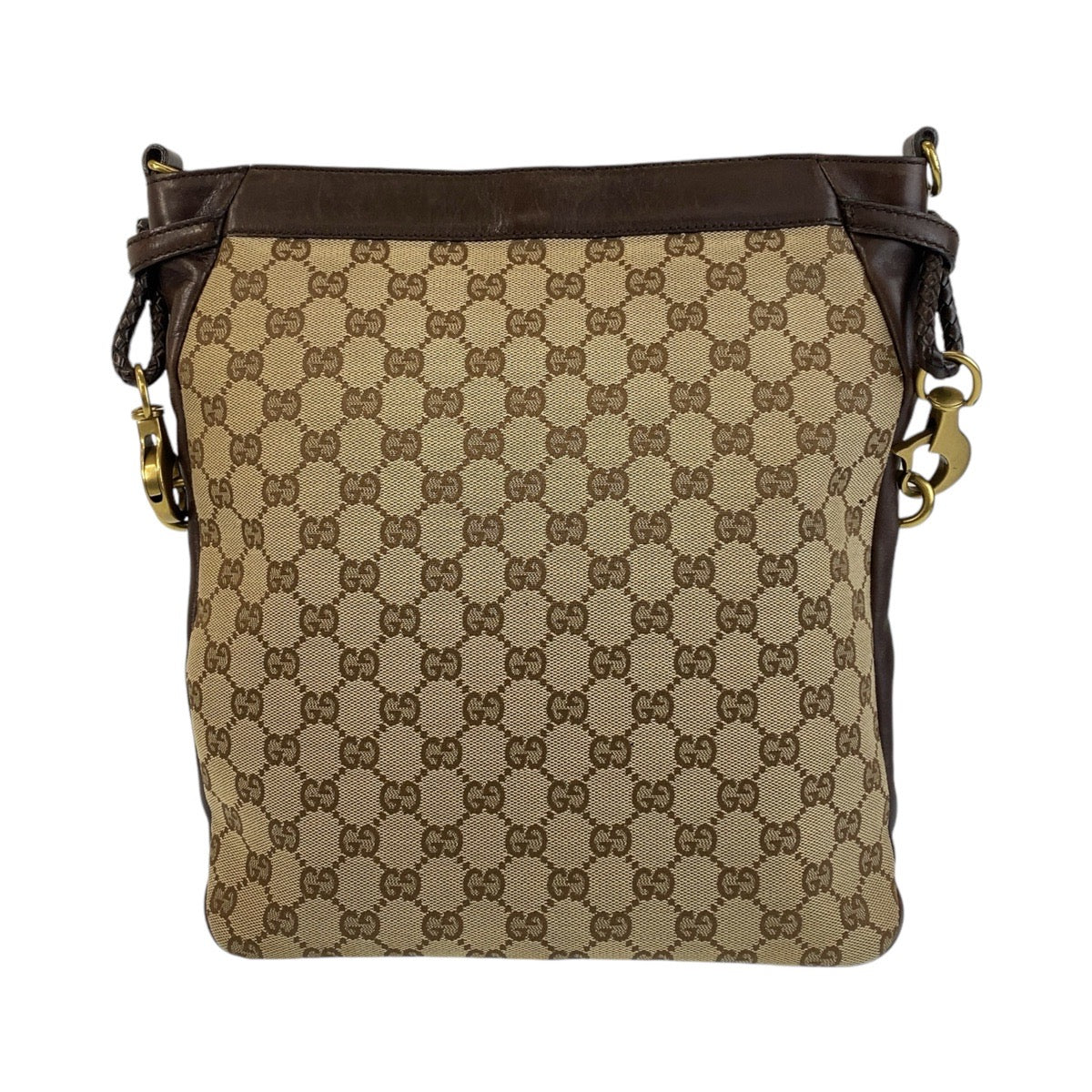 GUCCI Shoulder Bag 109097 GG canvas, leather Brown Beige Gold Metal Crossbody Shoulder Bag Messenger Bag Women Used