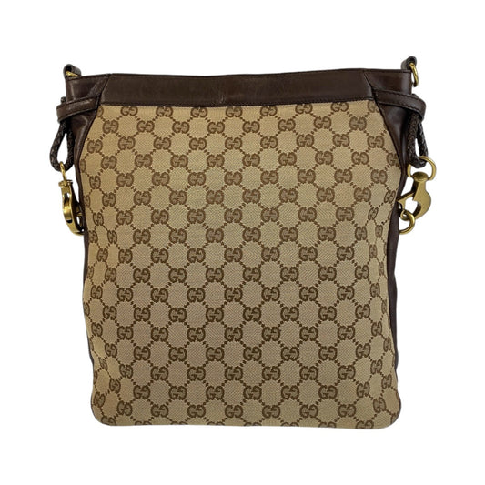 GUCCI Shoulder Bag 109097 GG canvas, leather Brown Beige Gold Metal Crossbody Shoulder Bag Messenger Bag Women Used