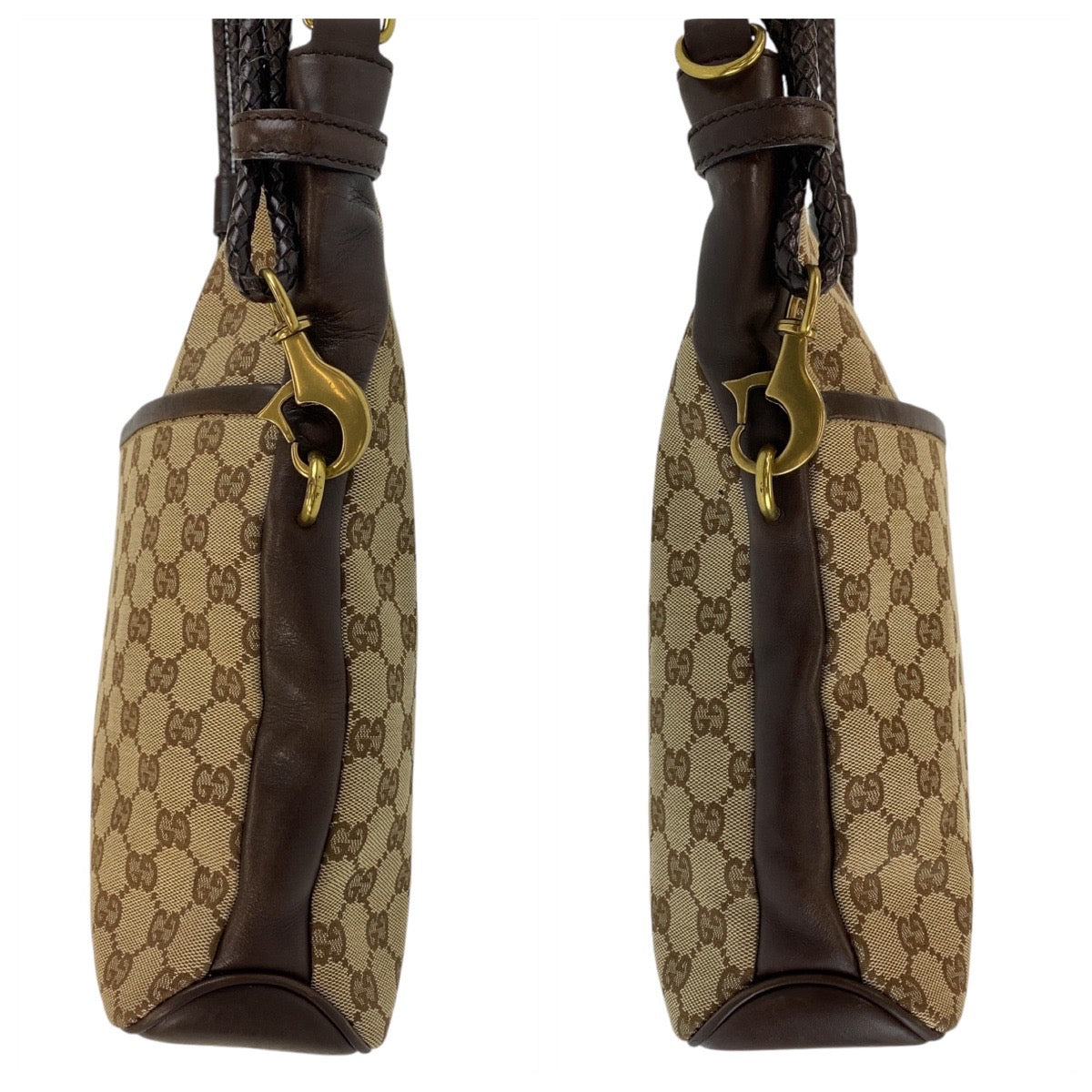 GUCCI Shoulder Bag 109097 GG canvas, leather Brown Beige Gold Metal Crossbody Shoulder Bag Messenger Bag Women Used