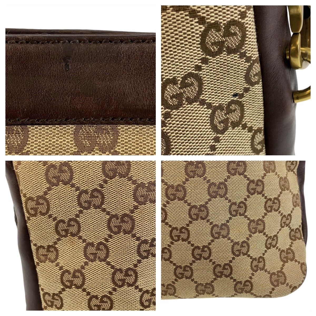 GUCCI Shoulder Bag 109097 GG canvas, leather Brown Beige Gold Metal Crossbody Shoulder Bag Messenger Bag Women Used