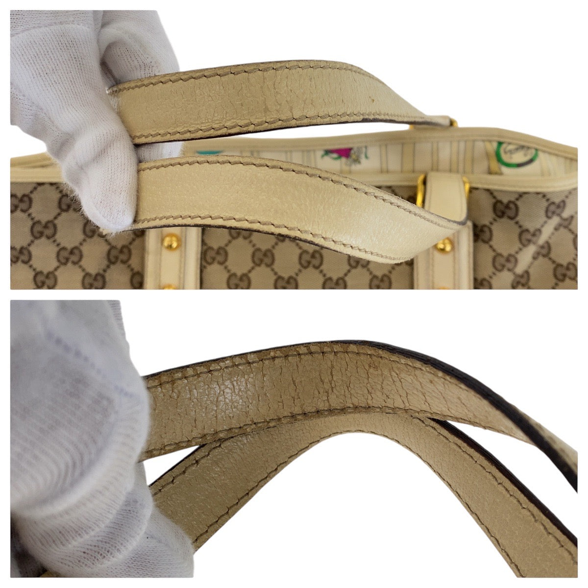 GUCCI Tote Bag GG canvas, leather Brown Gold Metal Tote Bag Shoulder Bag Shelly Line Bamboo Women Used