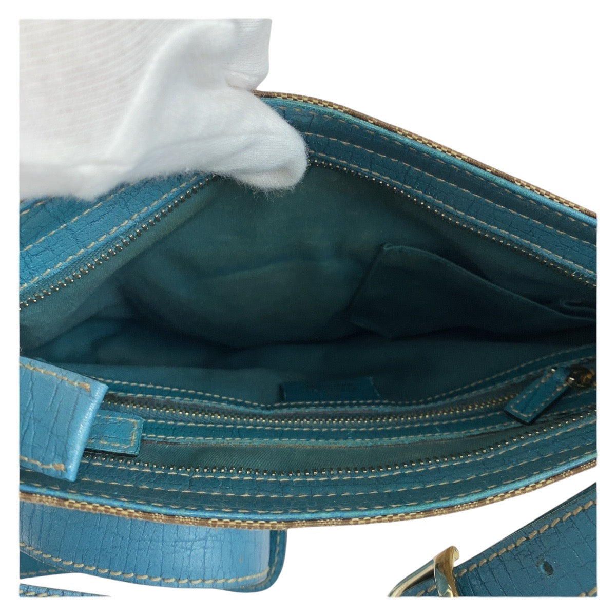 GUCCI Shoulder Bag GG canvas, leather Light Blue Beige Gold Metal Shoulder Bag pochette Sherry line horsebit Women Used