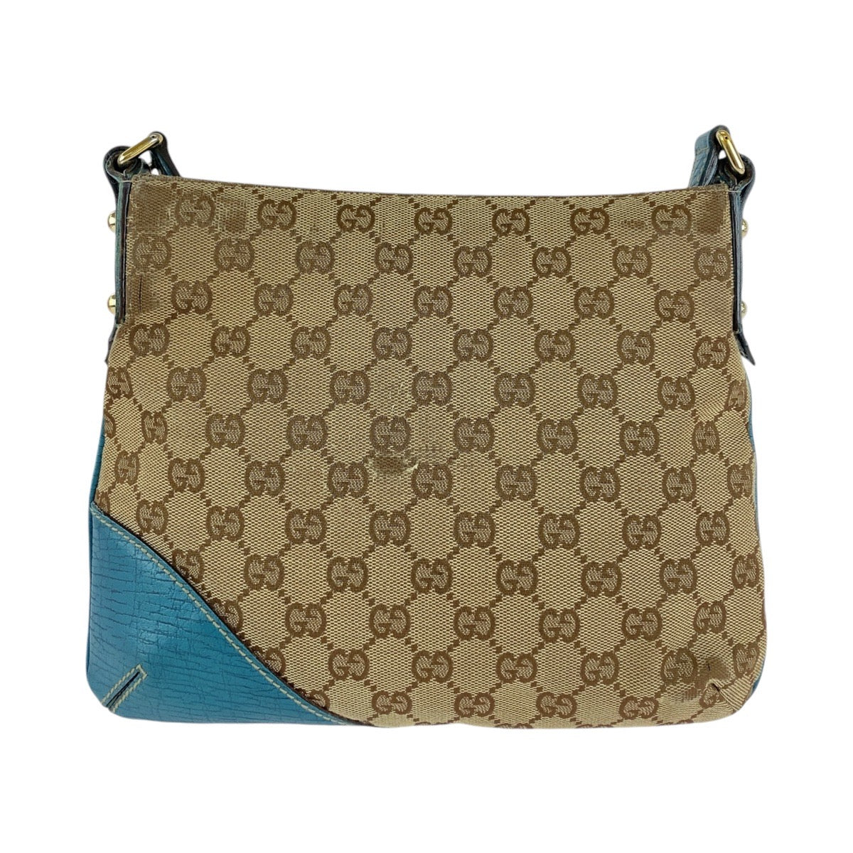 GUCCI Shoulder Bag GG canvas, leather Light Blue Beige Gold Metal Shoulder Bag pochette Sherry line horsebit Women Used