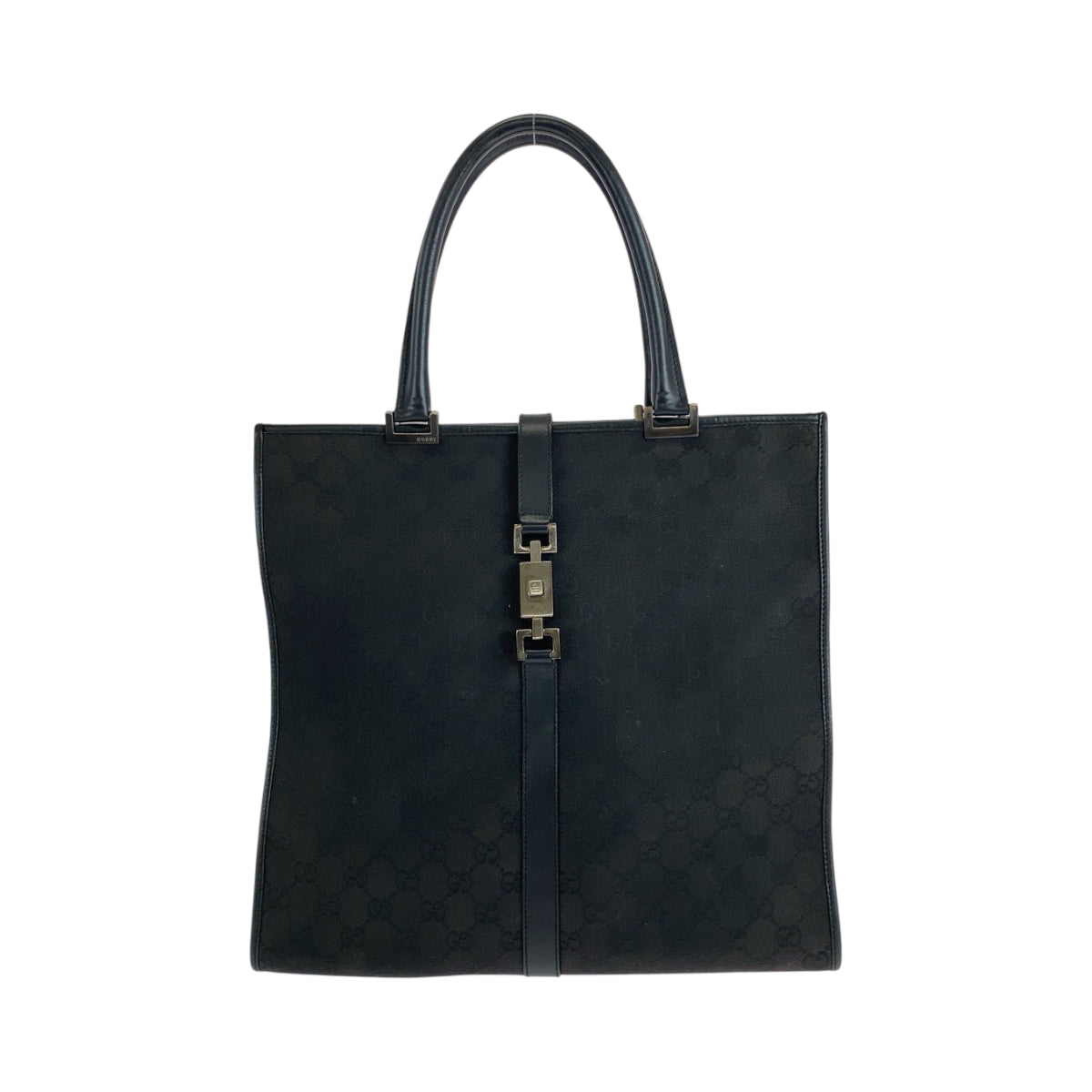 GUCCI Tote Bag 002 1064 GG canvas Black SilverMetal Tote Bag handbag Jackie Women Used