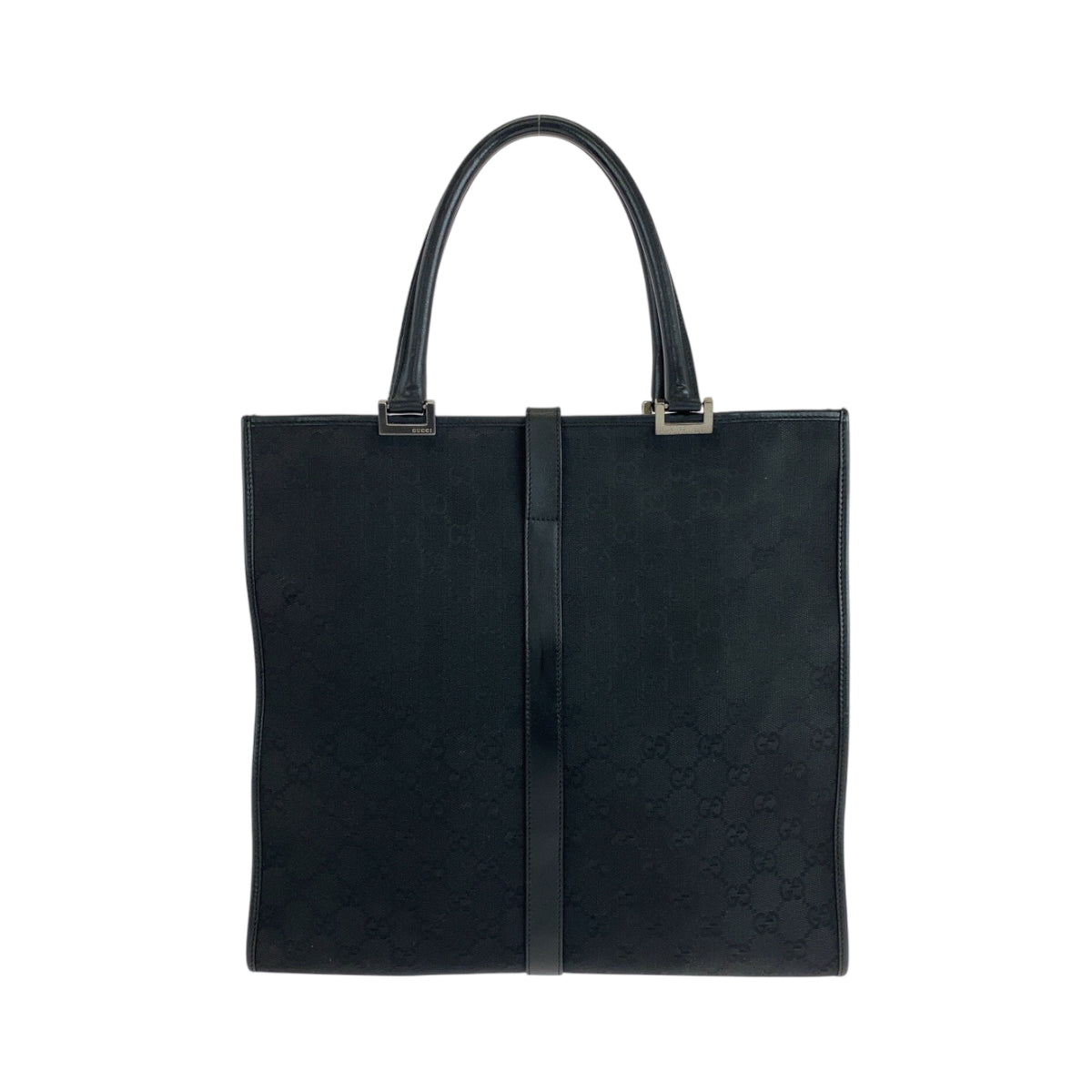 GUCCI Tote Bag 002 1064 GG canvas Black SilverMetal Tote Bag handbag Jackie Women Used
