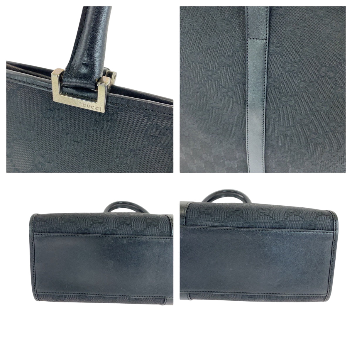 GUCCI Tote Bag 002 1064 GG canvas Black SilverMetal Tote Bag handbag Jackie Women Used