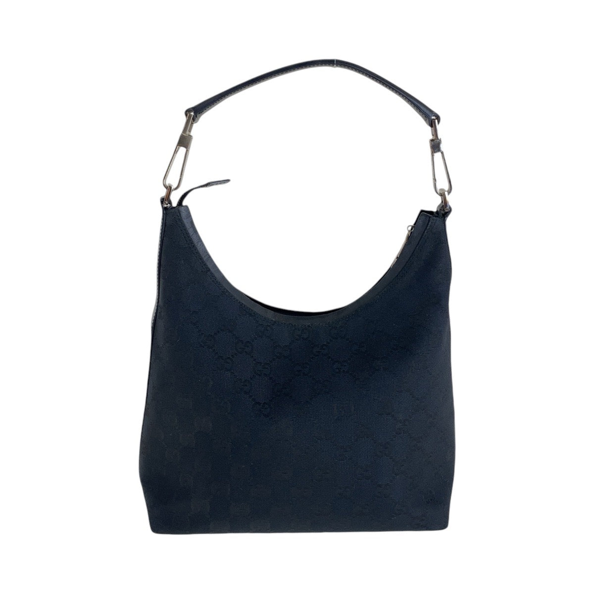 GUCCI Shoulder Bag 000 0602 GG canvas, leather Black SilverMetal Hobo Shoulder Bag Women Used