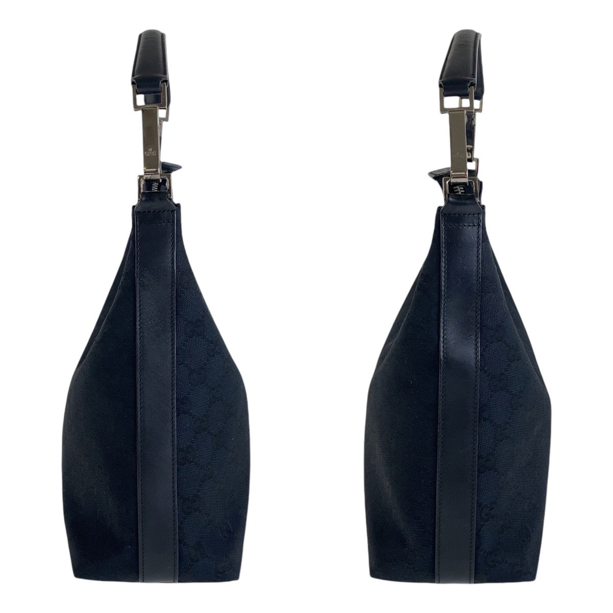 GUCCI Shoulder Bag 000 0602 GG canvas, leather Black SilverMetal Hobo Shoulder Bag Women Used