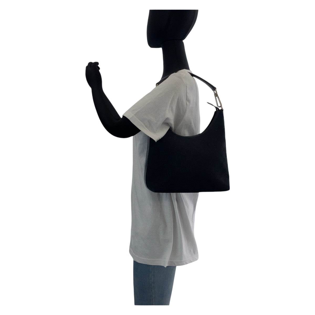 GUCCI Shoulder Bag 000 0602 GG canvas, leather Black SilverMetal Hobo Shoulder Bag Women Used