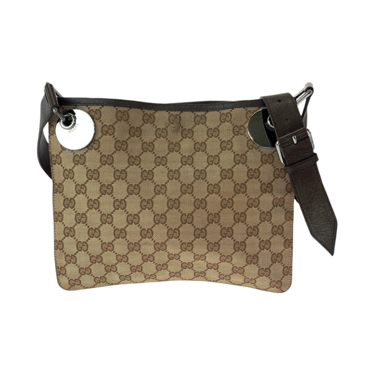 GUCCI Shoulder Bag 120841 GG canvas Brown Silver Metal Shoulder Bag pochette Women Used