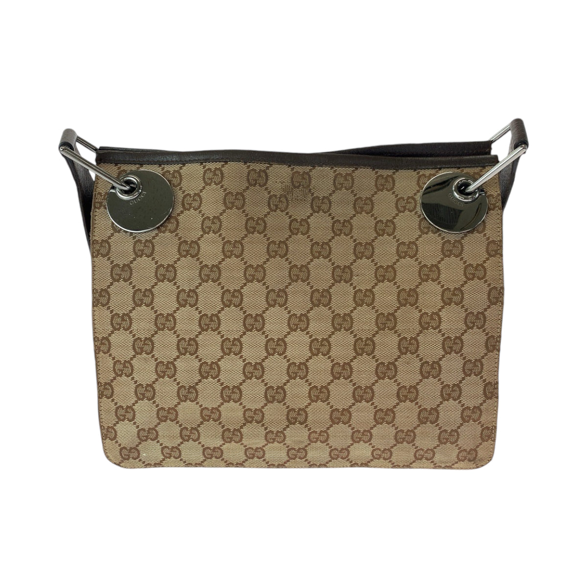 GUCCI Shoulder Bag 120841 GG canvas Brown Silver Metal Shoulder Bag pochette Women Used