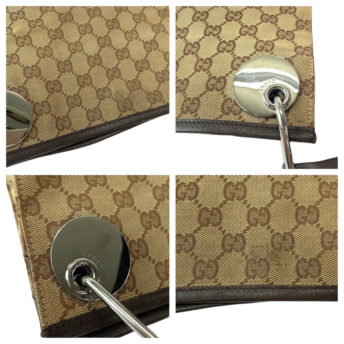 GUCCI Shoulder Bag 120841 GG canvas Brown Silver Metal Shoulder Bag pochette Women Used