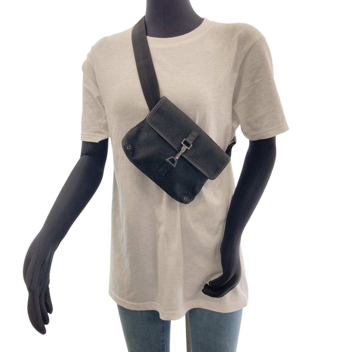 GUCCI Sling bag GG canvas Black SilverMetal Sling bag, bum bag, waist pouch Women Used