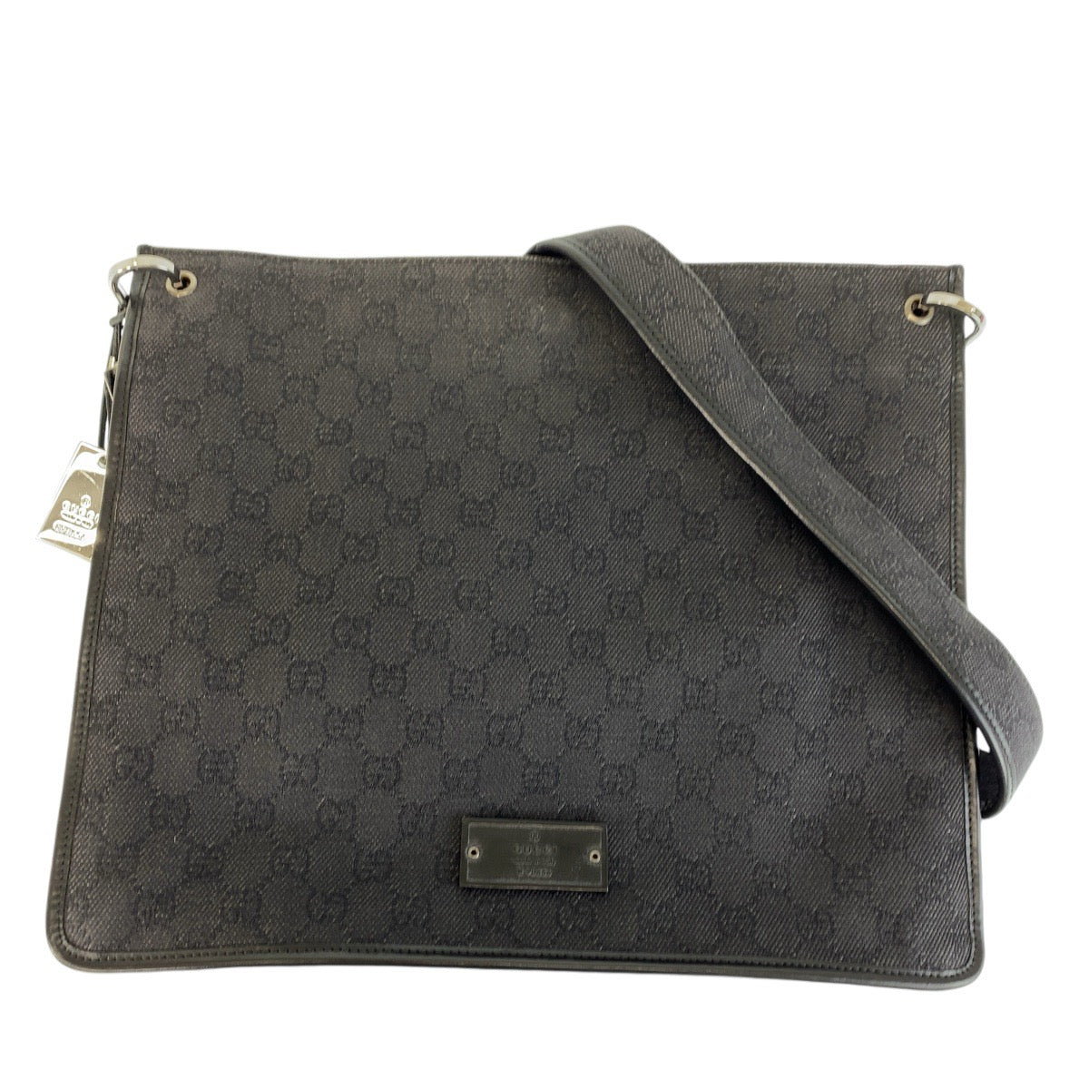 GUCCI Shoulder Bag 90656 GG canvas Black SilverMetal Crossbody Shoulder Bag Women Used