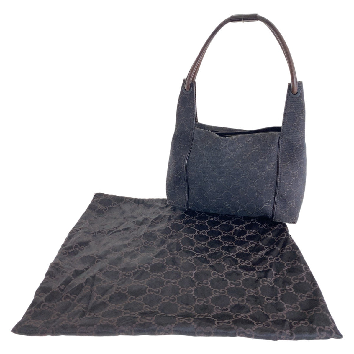 GUCCI Shoulder Bag 101333 GG canvas Brown Silver Metal Hobo Shoulder Bag Handbag Women Used