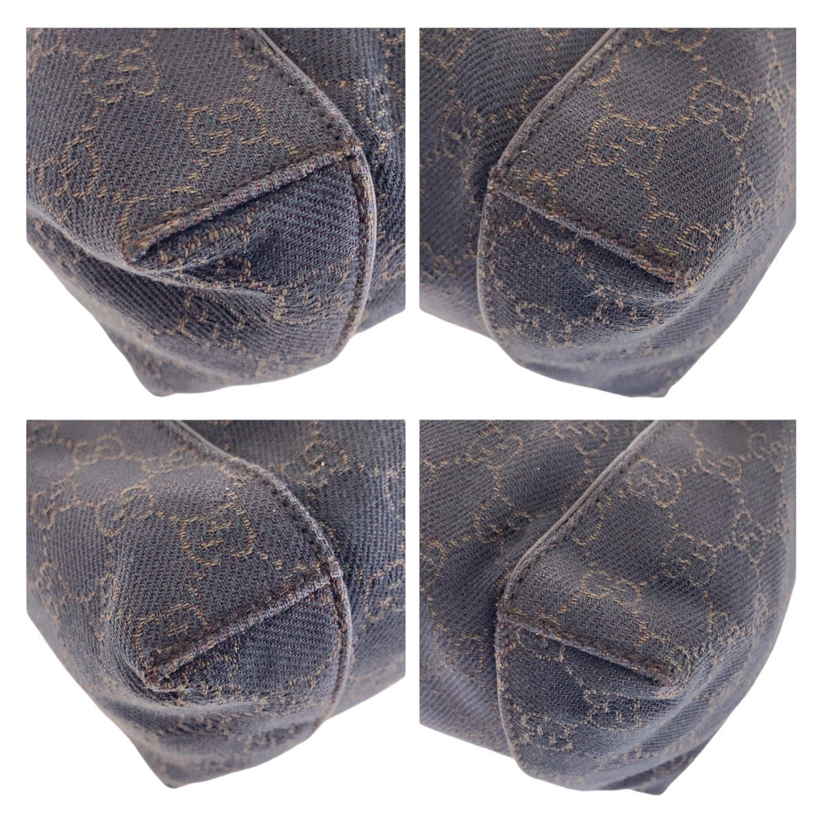 GUCCI Shoulder Bag 101333 GG canvas Brown Silver Metal Hobo Shoulder Bag Handbag Women Used