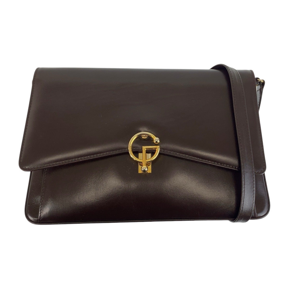 GUCCI Shoulder Bag leather Brown Gold Metal Shoulder Bag Messenger bag Women Used