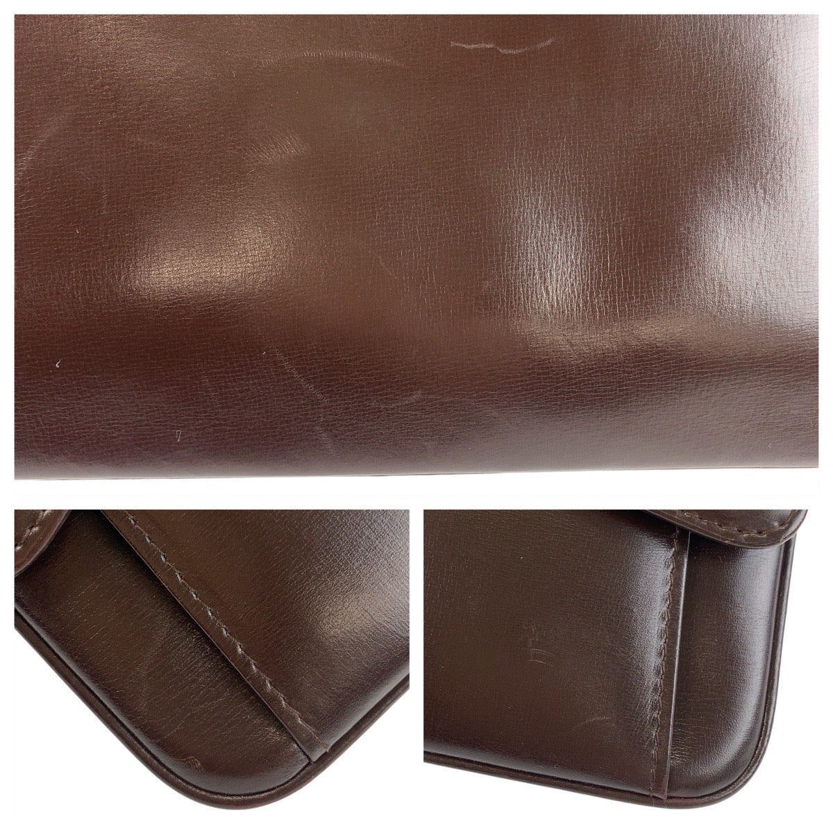 GUCCI Shoulder Bag leather Brown Gold Metal Shoulder Bag Messenger bag Women Used