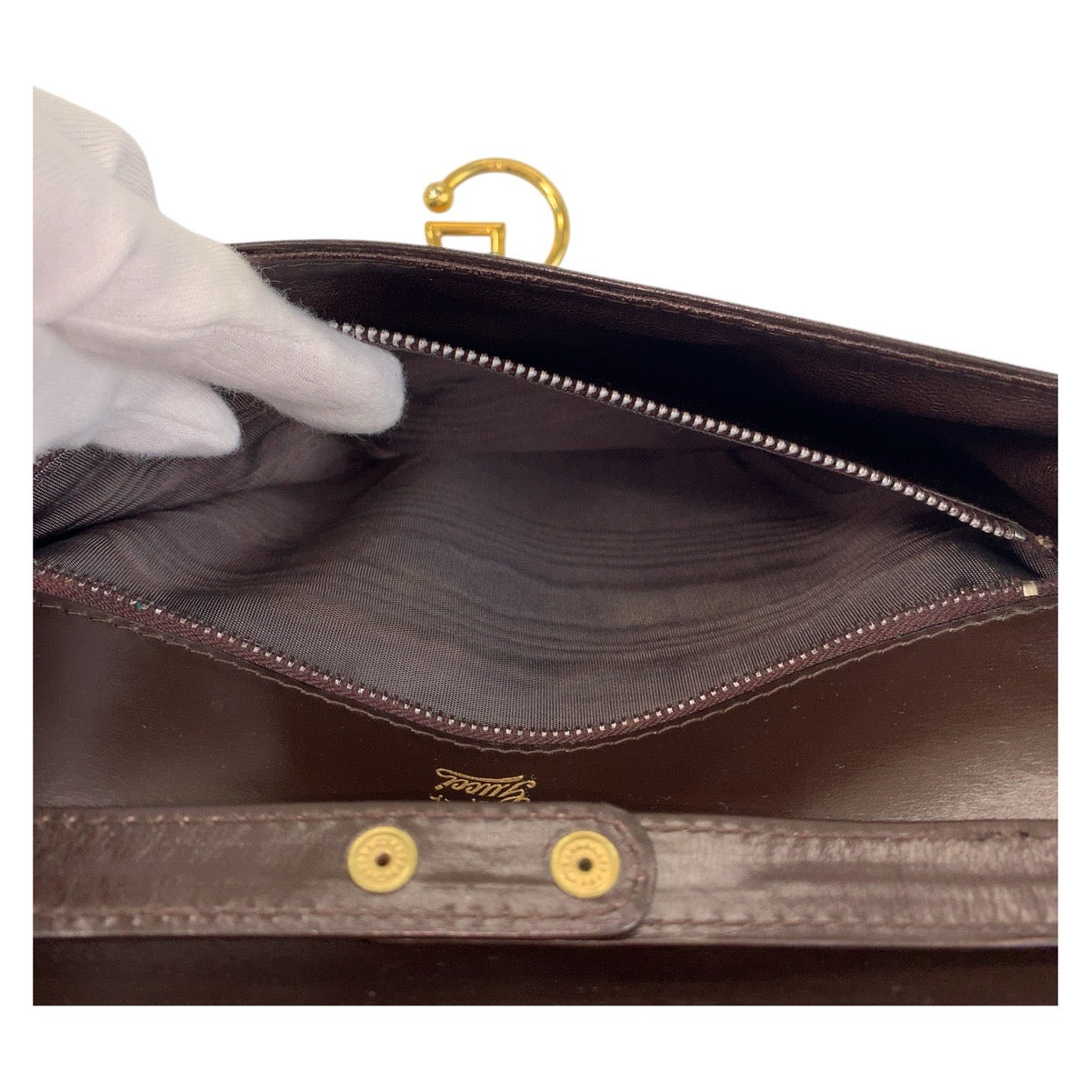 GUCCI Shoulder Bag leather Brown Gold Metal Shoulder Bag Messenger bag Women Used