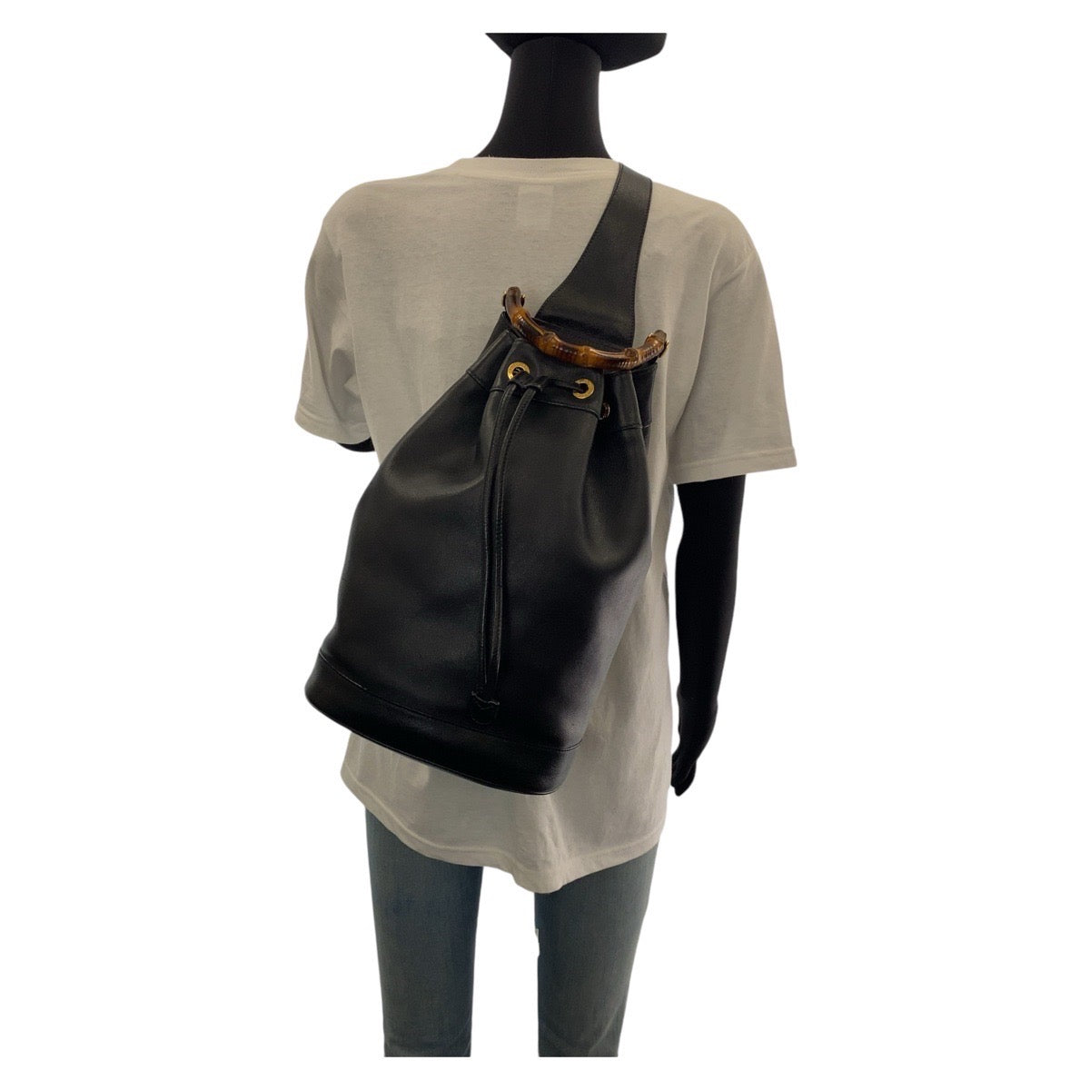 GUCCI Shoulder Bag 003 203 0036 leather Black Gold Metal Shoulder Bag Sling bag Unisex Bamboo Women Used