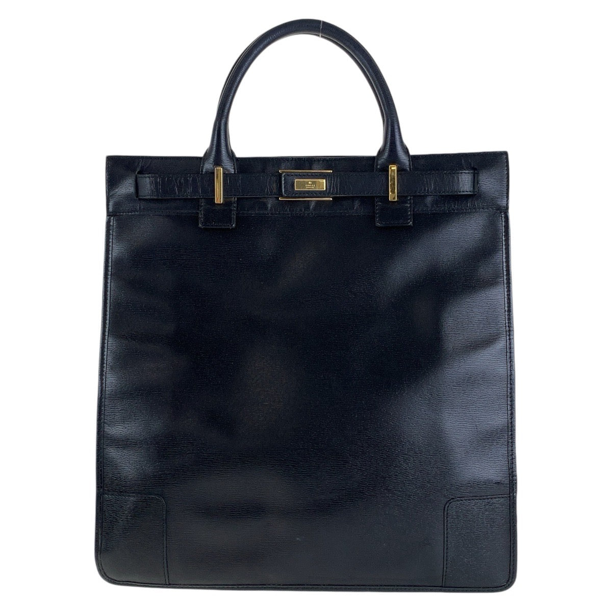GUCCI Tote Bag 002 1091 3754 leather Black Gold Metal Tote Bag A4 Storage Women Used