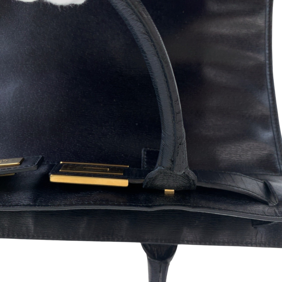 GUCCI Tote Bag 002 1091 3754 leather Black Gold Metal Tote Bag A4 Storage Women Used