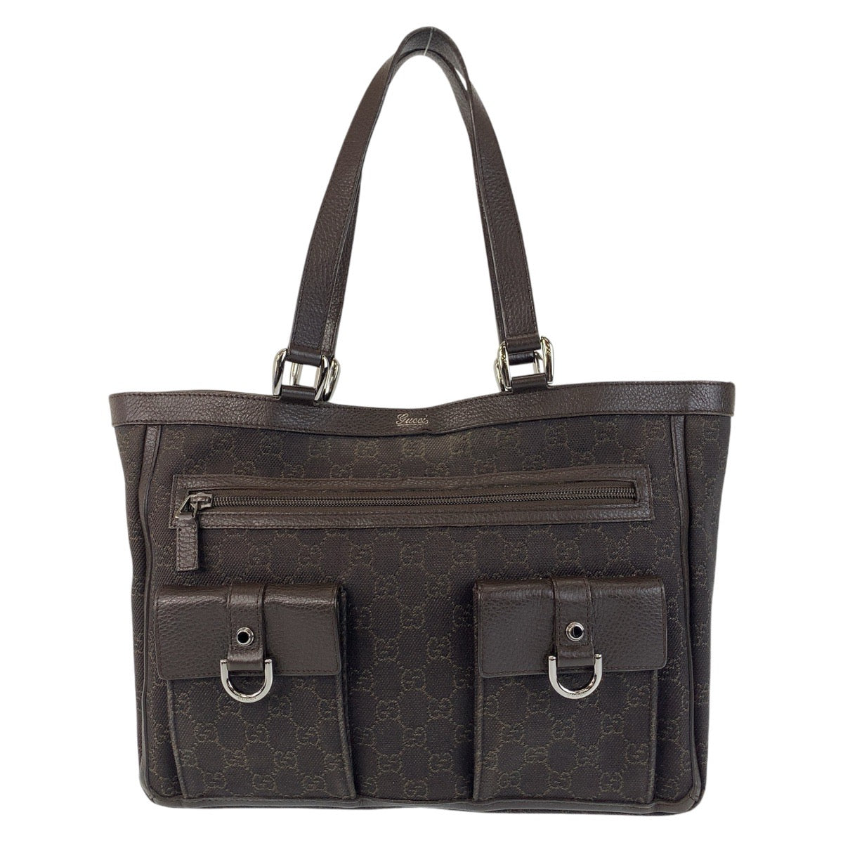GUCCI Tote Bag 268639 GG canvas, leather Brown Silver Metal Tote Bag Shoulder Bag Abbey Women Used