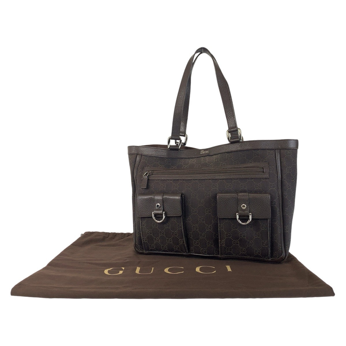 GUCCI Tote Bag 268639 GG canvas, leather Brown Silver Metal Tote Bag Shoulder Bag Abbey Women Used