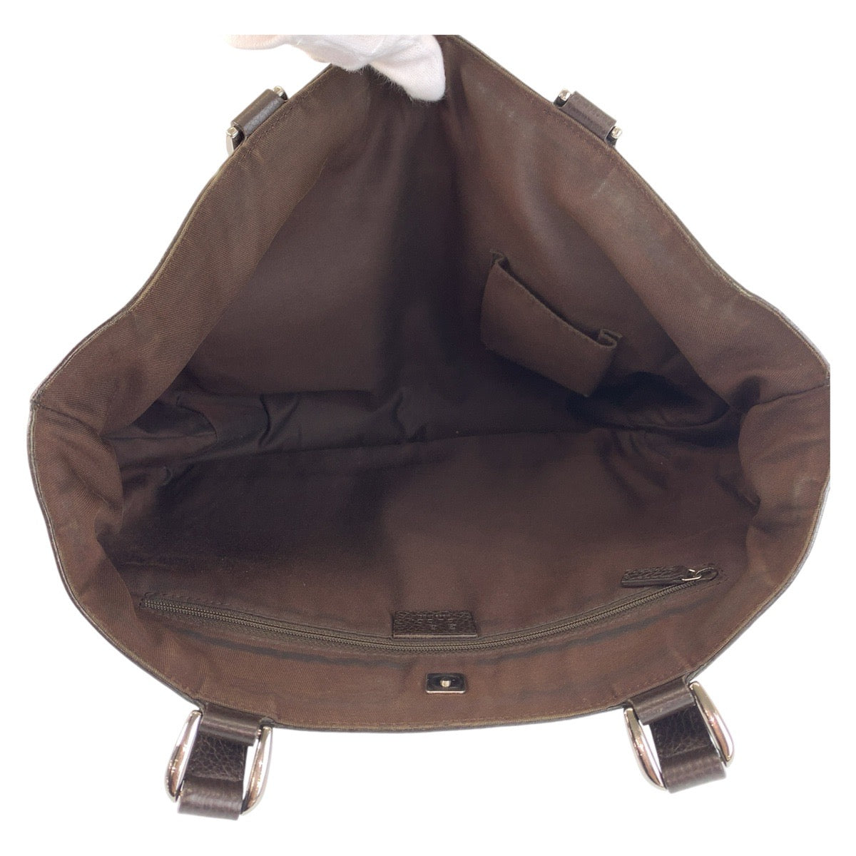 GUCCI Tote Bag 268639 GG canvas, leather Brown Silver Metal Tote Bag Shoulder Bag Abbey Women Used