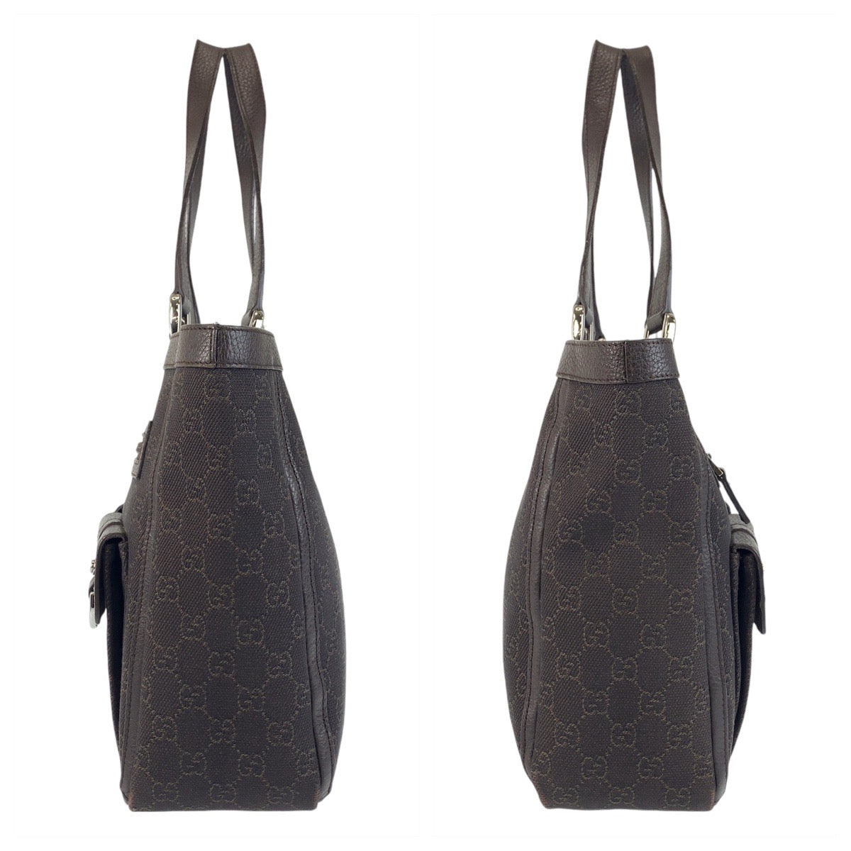 GUCCI Tote Bag 268639 GG canvas, leather Brown Silver Metal Tote Bag Shoulder Bag Abbey Women Used