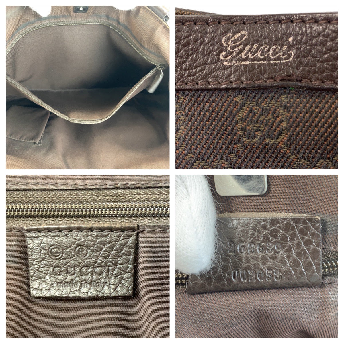 GUCCI Tote Bag 268639 GG canvas, leather Brown Silver Metal Tote Bag Shoulder Bag Abbey Women Used