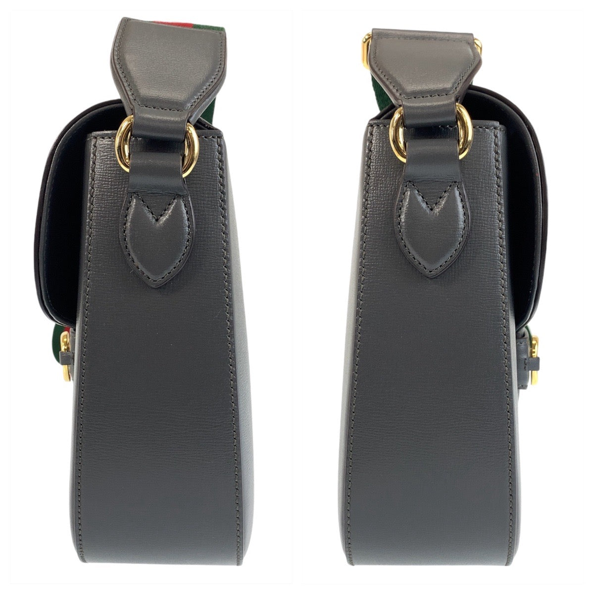 GUCCI Shoulder Bag 700457 leather Grey GoldMetal Crossbody Shoulder Bag Pochette Sherry line horsebit mens Used
