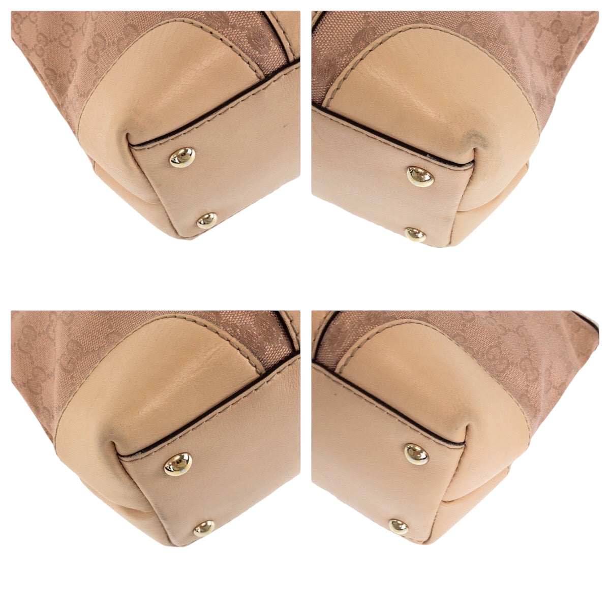 GUCCI Tote Bag 257069 GG canvas Pink Beige Gold Metal Tote Bag Shoulder Bag Lovely Women Used