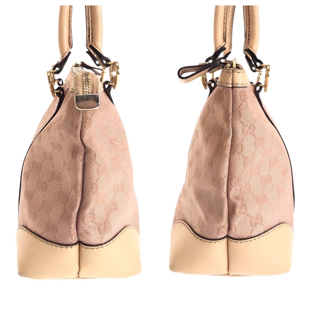 GUCCI Tote Bag 257069 GG canvas Pink Beige Gold Metal Tote Bag Shoulder Bag Lovely Women Used