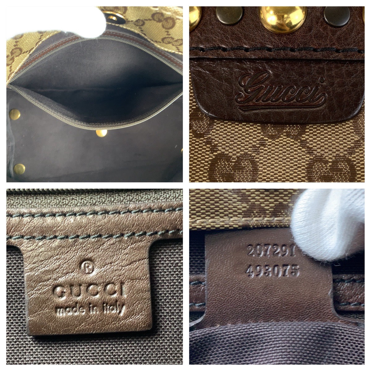 GUCCI Tote Bag 207291 PVC, Leather Brown Gold Metal Tote Bag Shoulder Bag GG crystal Women Used
