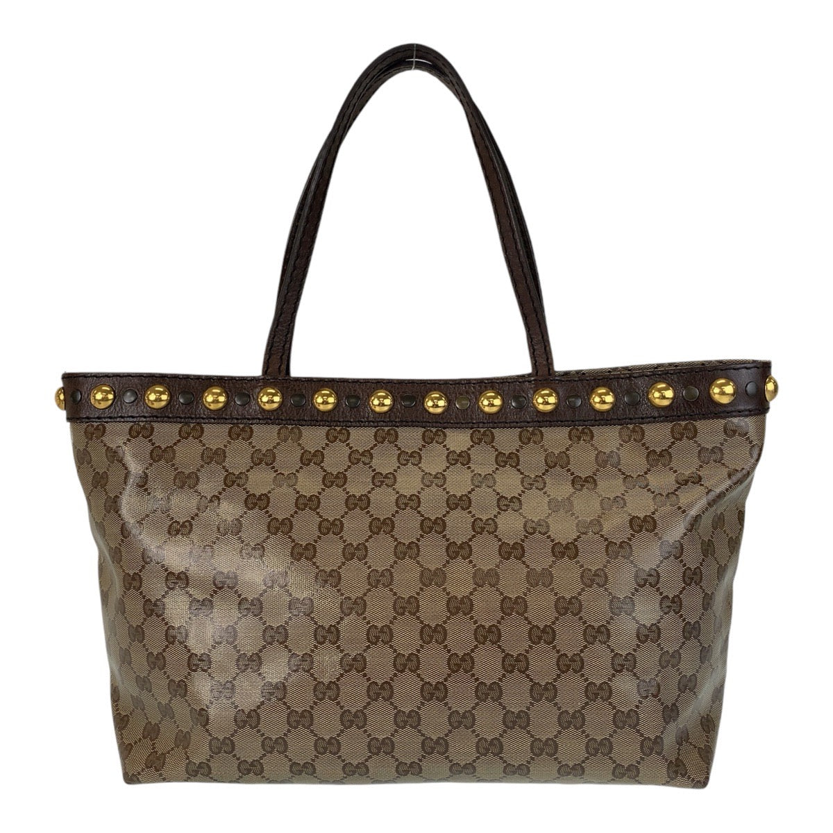 GUCCI Tote Bag 207291 PVC, Leather Brown Gold Metal Tote Bag Shoulder Bag GG crystal Women Used