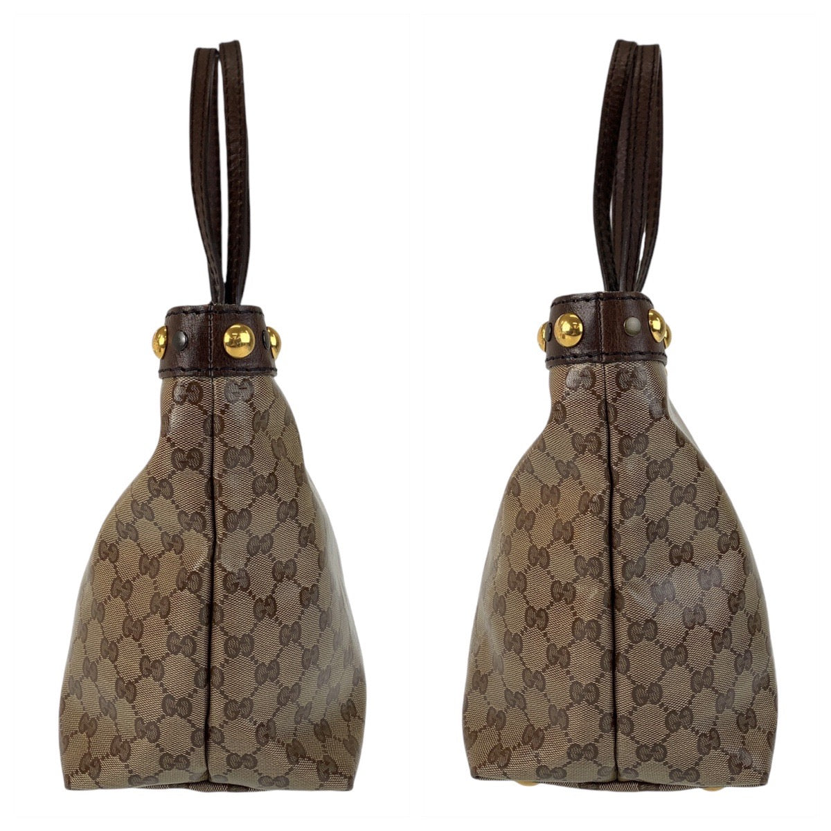 GUCCI Tote Bag 207291 PVC, Leather Brown Gold Metal Tote Bag Shoulder Bag GG crystal Women Used