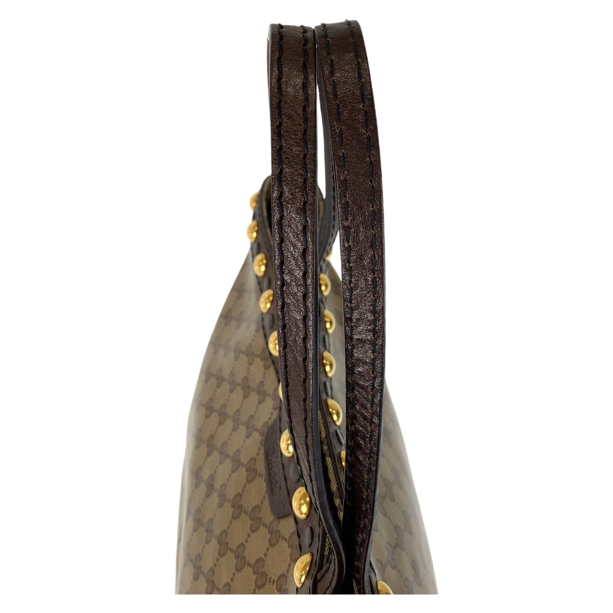 GUCCI Tote Bag 207291 PVC, Leather Brown Gold Metal Tote Bag Shoulder Bag GG crystal Women Used