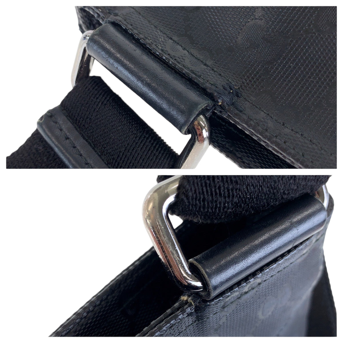 GUCCI Shoulder Bag 201446 PVC Black SilverMetal Shoulder Bag Messenger bag GG implementation mens Used