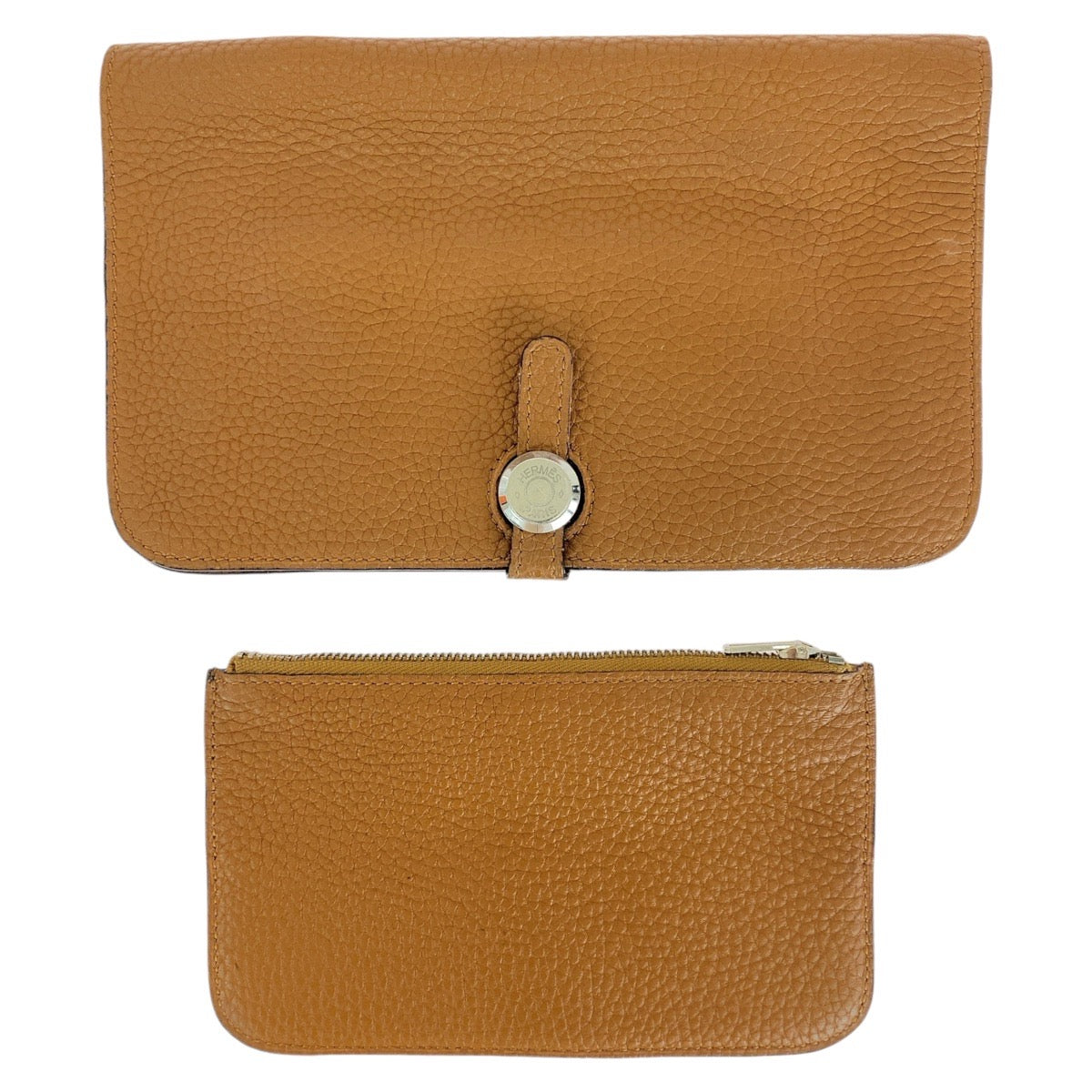 HERMES Long Wallet Purse Togo Gold Light Brown Camel Long Wallet Purse Long wallet unisex Dogon GM Women Used