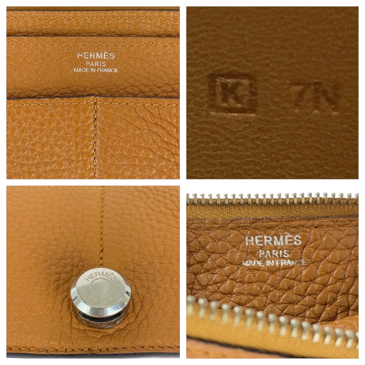HERMES Long Wallet Purse Togo Gold Light Brown Camel Long Wallet Purse Long wallet unisex Dogon GM Women Used