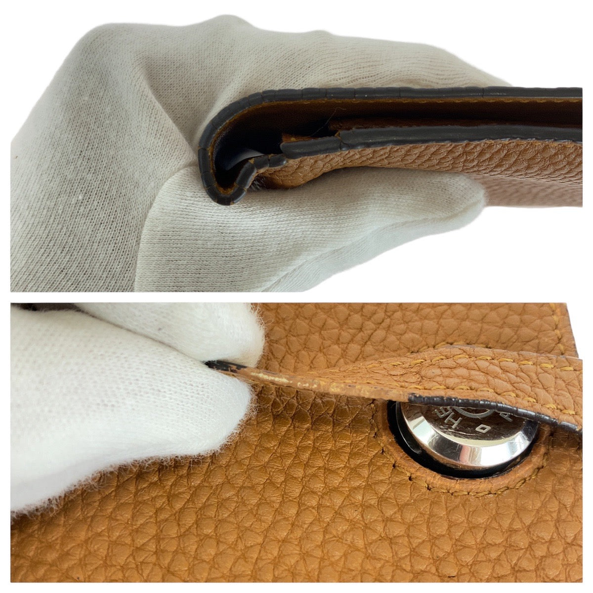 HERMES Long Wallet Purse Togo Gold Light Brown Camel Long Wallet Purse Long wallet unisex Dogon GM Women Used