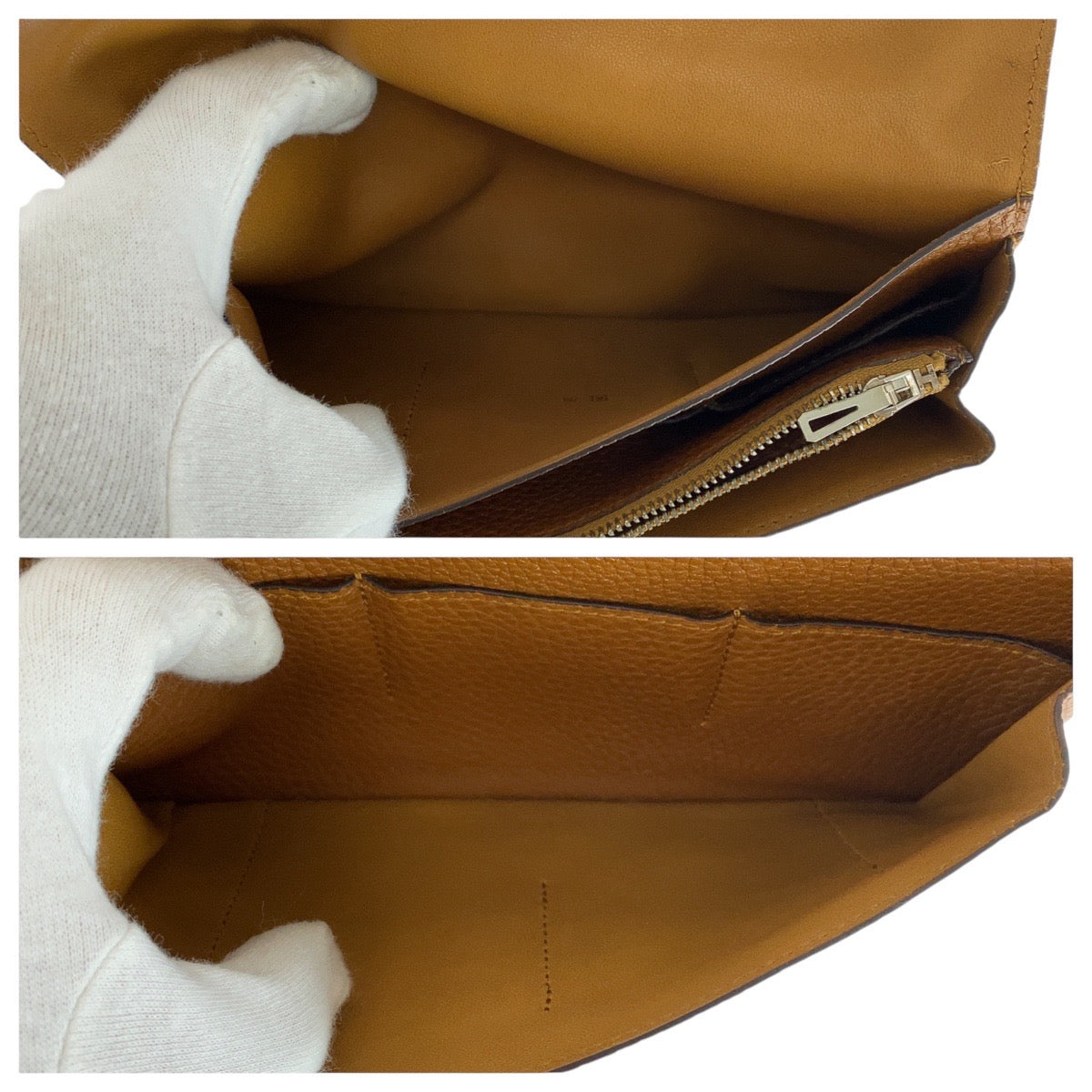 HERMES Long Wallet Purse Togo Gold Light Brown Camel Long Wallet Purse Long wallet unisex Dogon GM Women Used