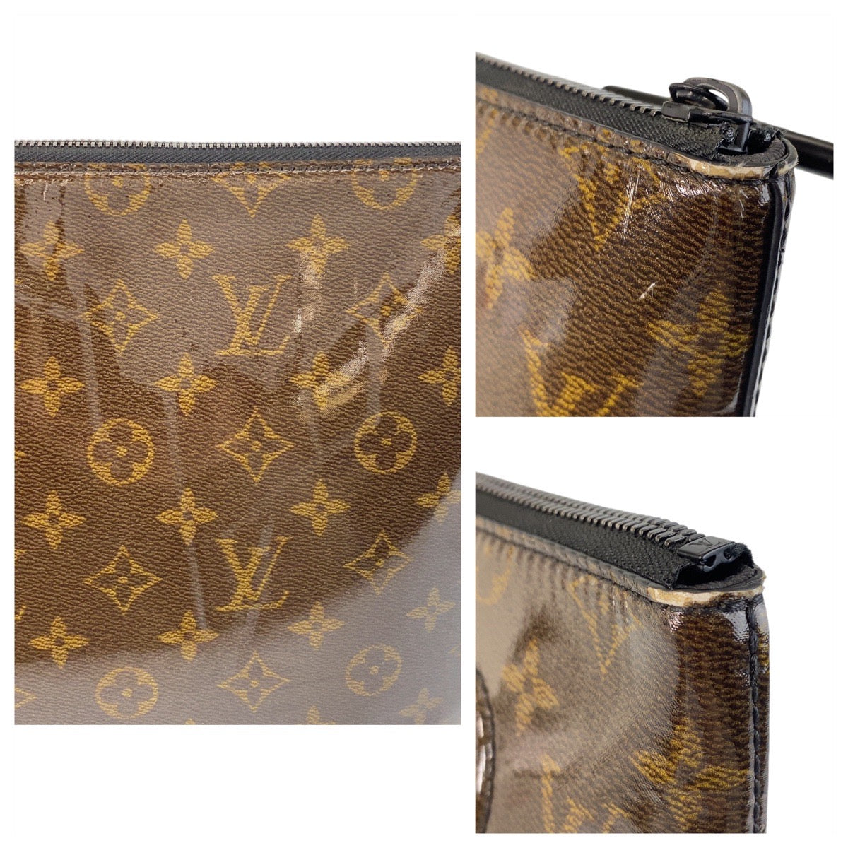 LOUIS VUITTON Clutch bag M63271 PVC Brown Clutch bag business bag Monogram Glaze pochette cosmos mens Used
