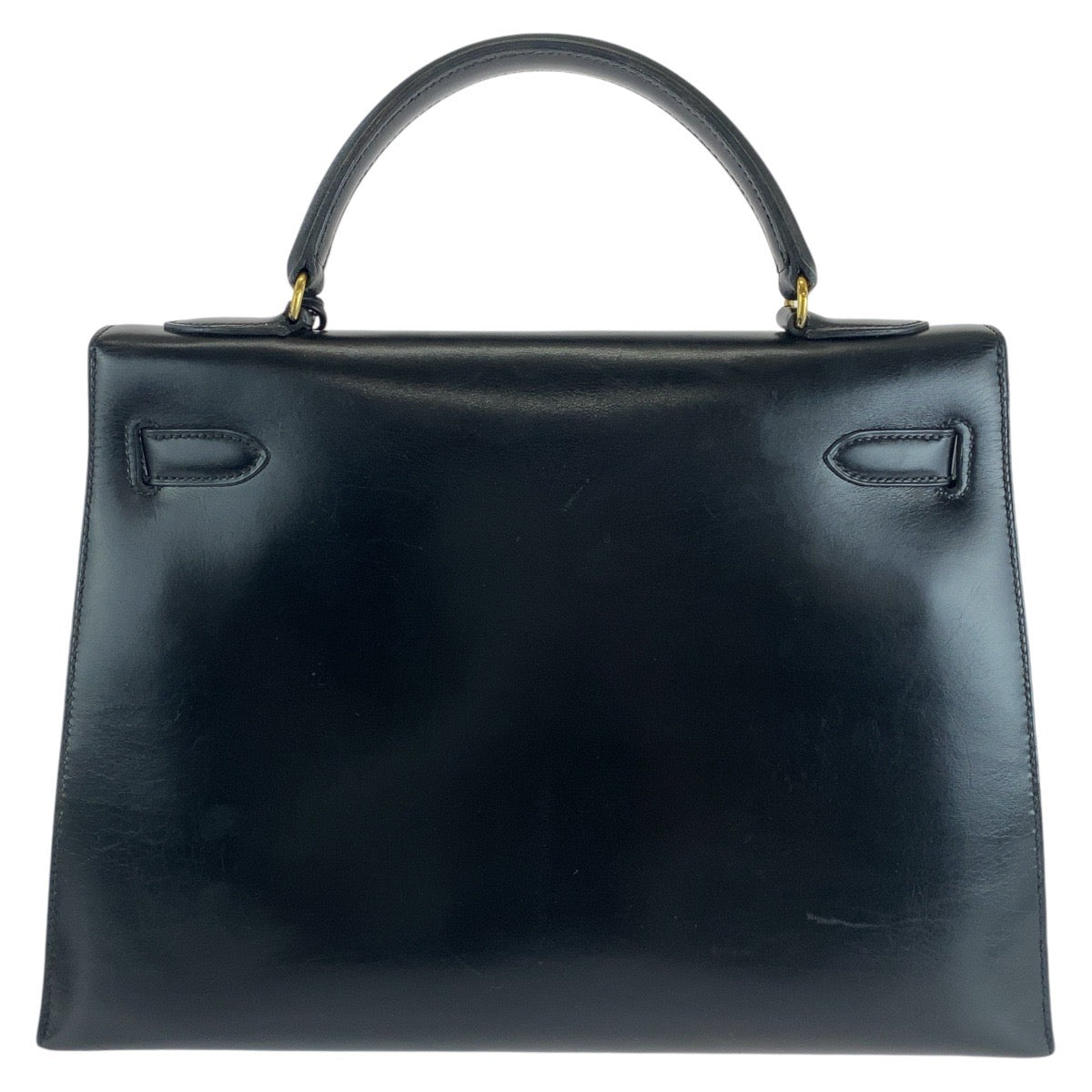HERMES Handbag Box scarf Black Gold Metal Handbag Shoulder Bag 2way Kelly 32 outside sewing Women Used